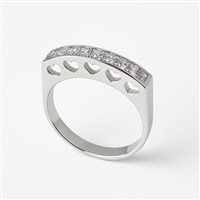 Anello da donna in oro bianco 9 kt con zirconi e cuori traforati – 3.67 g – Misura 14 – Idee Preziose dal 1987 - IP.AK18B/55